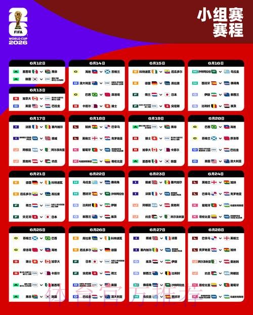 2026世界杯小组赛赛程完整版完整安排直播平台